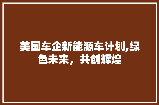 美国车企新能源车计划,绿色未来，共创辉煌