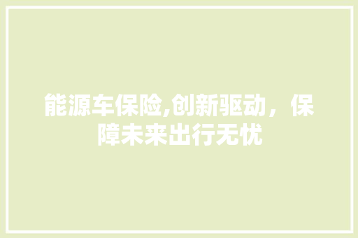 能源车保险,创新驱动，保障未来出行无忧