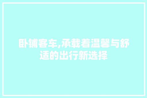卧铺客车,承载着温馨与舒适的出行新选择