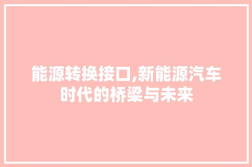 能源转换接口,新能源汽车时代的桥梁与未来