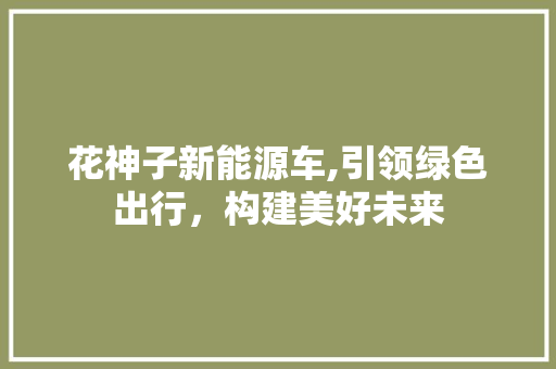 花神子新能源车,引领绿色出行，构建美好未来