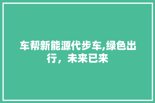 车帮新能源代步车,绿色出行，未来已来