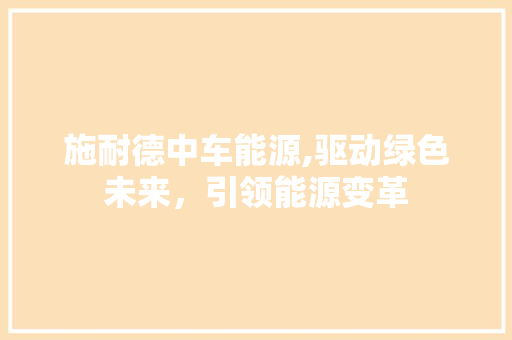 施耐德中车能源,驱动绿色未来，引领能源变革