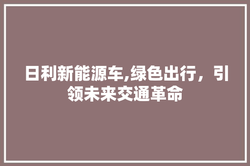 日利新能源车,绿色出行，引领未来交通革命