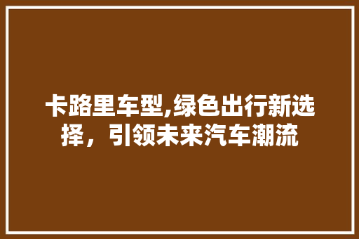 卡路里车型,绿色出行新选择，引领未来汽车潮流