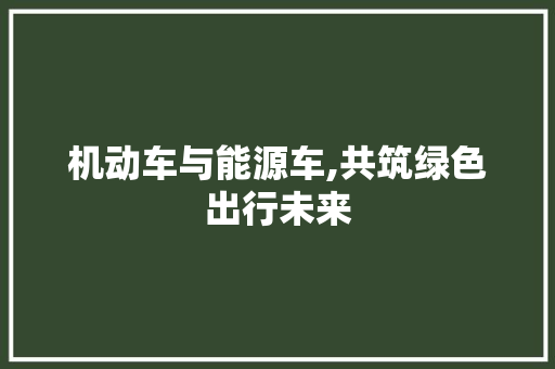 机动车与能源车,共筑绿色出行未来