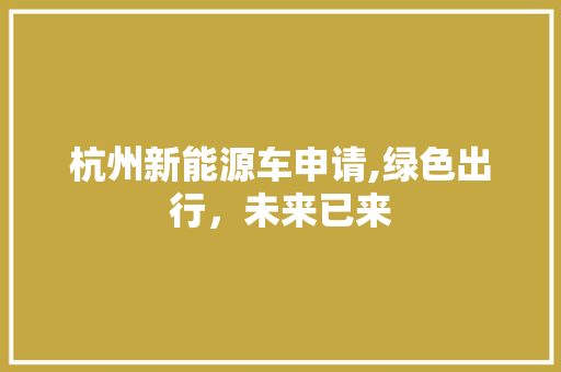杭州新能源车申请,绿色出行，未来已来