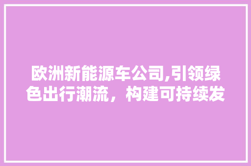 欧洲新能源车公司,引领绿色出行潮流，构建可持续发展未来