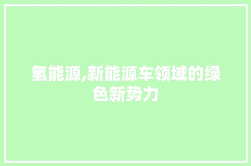 氢能源,新能源车领域的绿色新势力