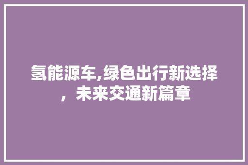 氢能源车,绿色出行新选择，未来交通新篇章