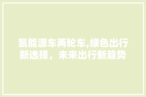 氢能源车两轮车,绿色出行新选择，未来出行新趋势