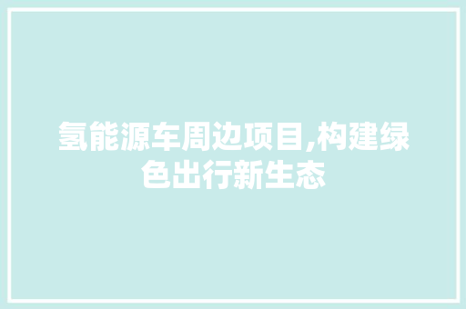 氢能源车周边项目,构建绿色出行新生态