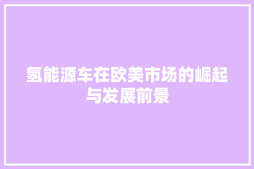 氢能源车在欧美市场的崛起与发展前景