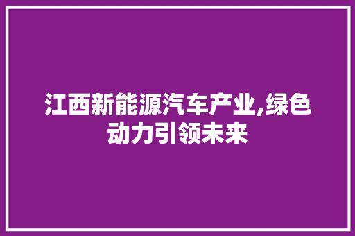 江西新能源汽车产业,绿色动力引领未来