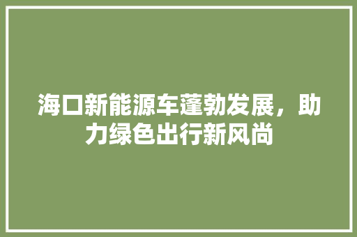 海口新能源车蓬勃发展，助力绿色出行新风尚