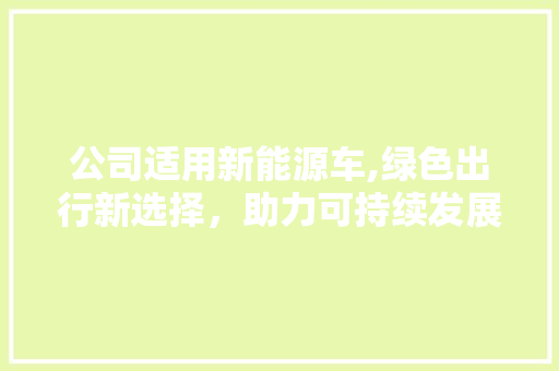 公司适用新能源车,绿色出行新选择，助力可持续发展