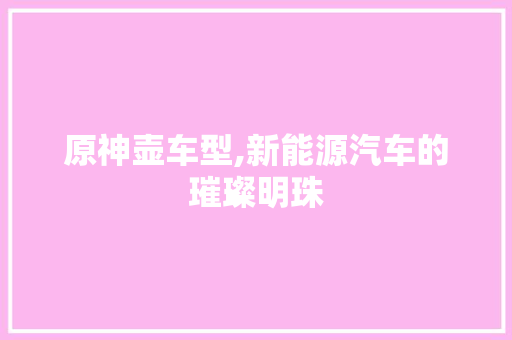原神壶车型,新能源汽车的璀璨明珠