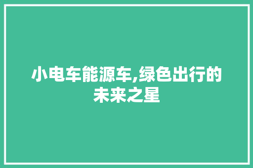 小电车能源车,绿色出行的未来之星