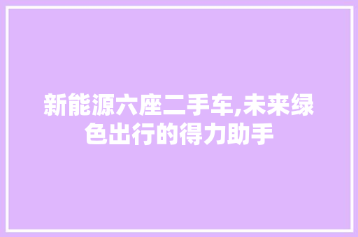新能源六座二手车,未来绿色出行的得力助手
