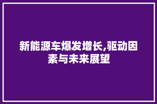 新能源车爆发增长,驱动因素与未来展望