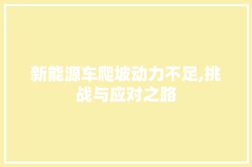 新能源车爬坡动力不足,挑战与应对之路
