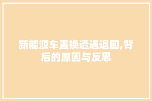新能源车置换遭遇退回,背后的原因与反思