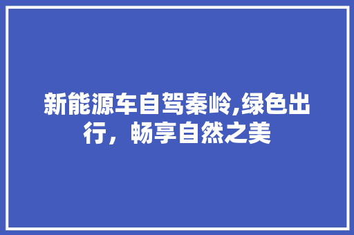 新能源车自驾秦岭,绿色出行，畅享自然之美