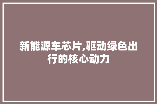 新能源车芯片,驱动绿色出行的核心动力