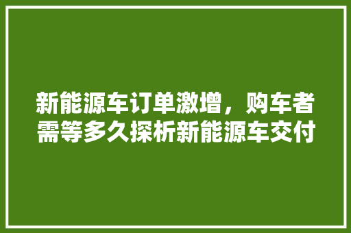 新能源车订单激增，购车者需等多久探析新能源车交付周期背后的秘密