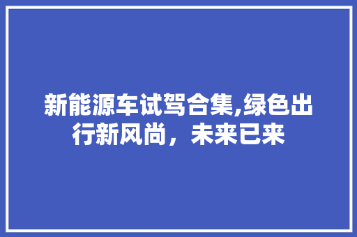 新能源车试驾合集,绿色出行新风尚，未来已来