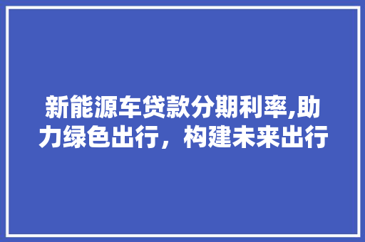 新能源车贷款分期利率,助力绿色出行，构建未来出行新格局
