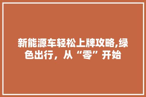 新能源车轻松上牌攻略,绿色出行，从“零”开始 新款车型