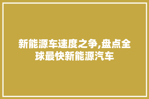 新能源车速度之争,盘点全球最快新能源汽车