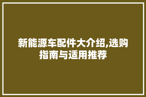 新能源车配件大介绍,选购指南与适用推荐