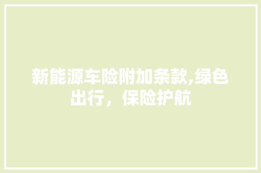 新能源车险附加条款,绿色出行，保险护航