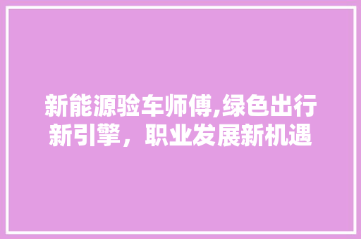 新能源验车师傅,绿色出行新引擎，职业发展新机遇 发动机配件