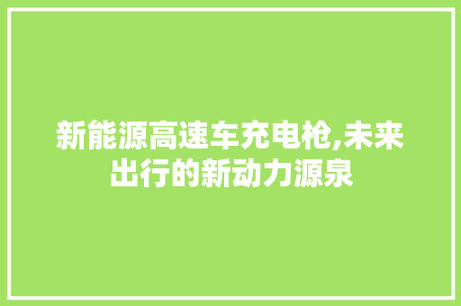 新能源高速车充电枪,未来出行的新动力源泉