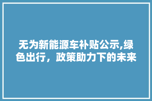 无为新能源车补贴公示,绿色出行，政策助力下的未来之路