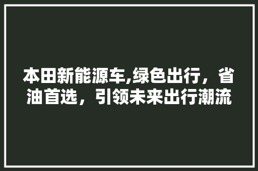 本田新能源车,绿色出行，省油首选，引领未来出行潮流
