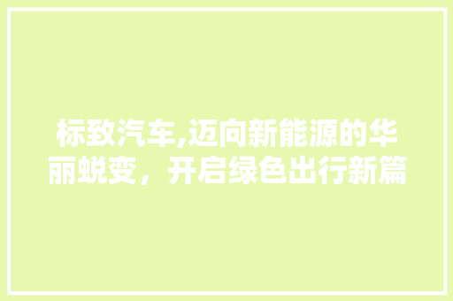 标致汽车,迈向新能源的华丽蜕变，开启绿色出行新篇章