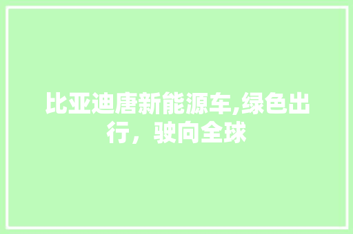 比亚迪唐新能源车,绿色出行，驶向全球