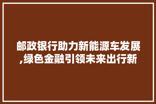 邮政银行助力新能源车发展,绿色金融引领未来出行新篇章