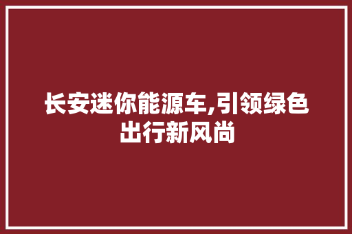 长安迷你能源车,引领绿色出行新风尚