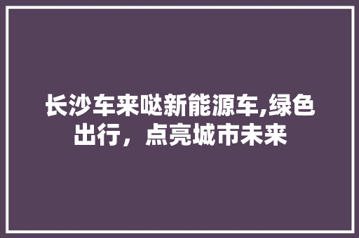 长沙车来哒新能源车,绿色出行，点亮城市未来