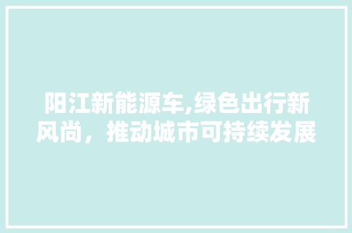 阳江新能源车,绿色出行新风尚，推动城市可持续发展