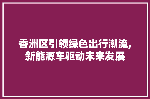 香洲区引领绿色出行潮流,新能源车驱动未来发展