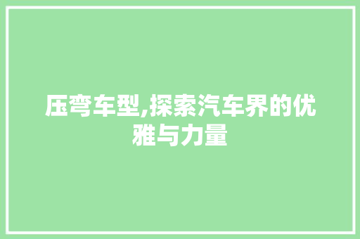 压弯车型,探索汽车界的优雅与力量