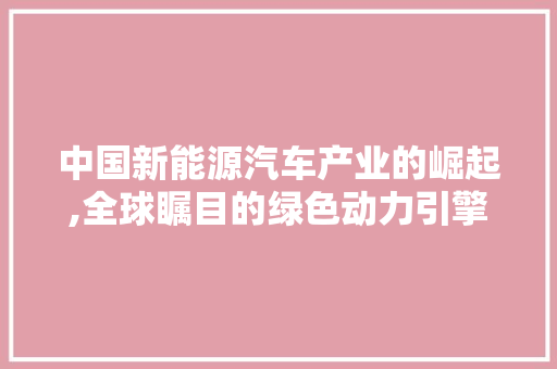 中国新能源汽车产业的崛起,全球瞩目的绿色动力引擎