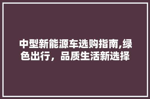 中型新能源车选购指南,绿色出行，品质生活新选择