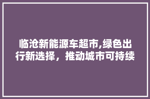 临沧新能源车超市,绿色出行新选择，推动城市可持续发展
